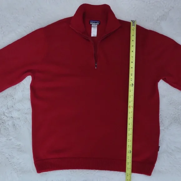 Patagonia 80%Lambswool,20%Nylon, Size XL,Red Half-Zip Sweater - Picture 12 of 17